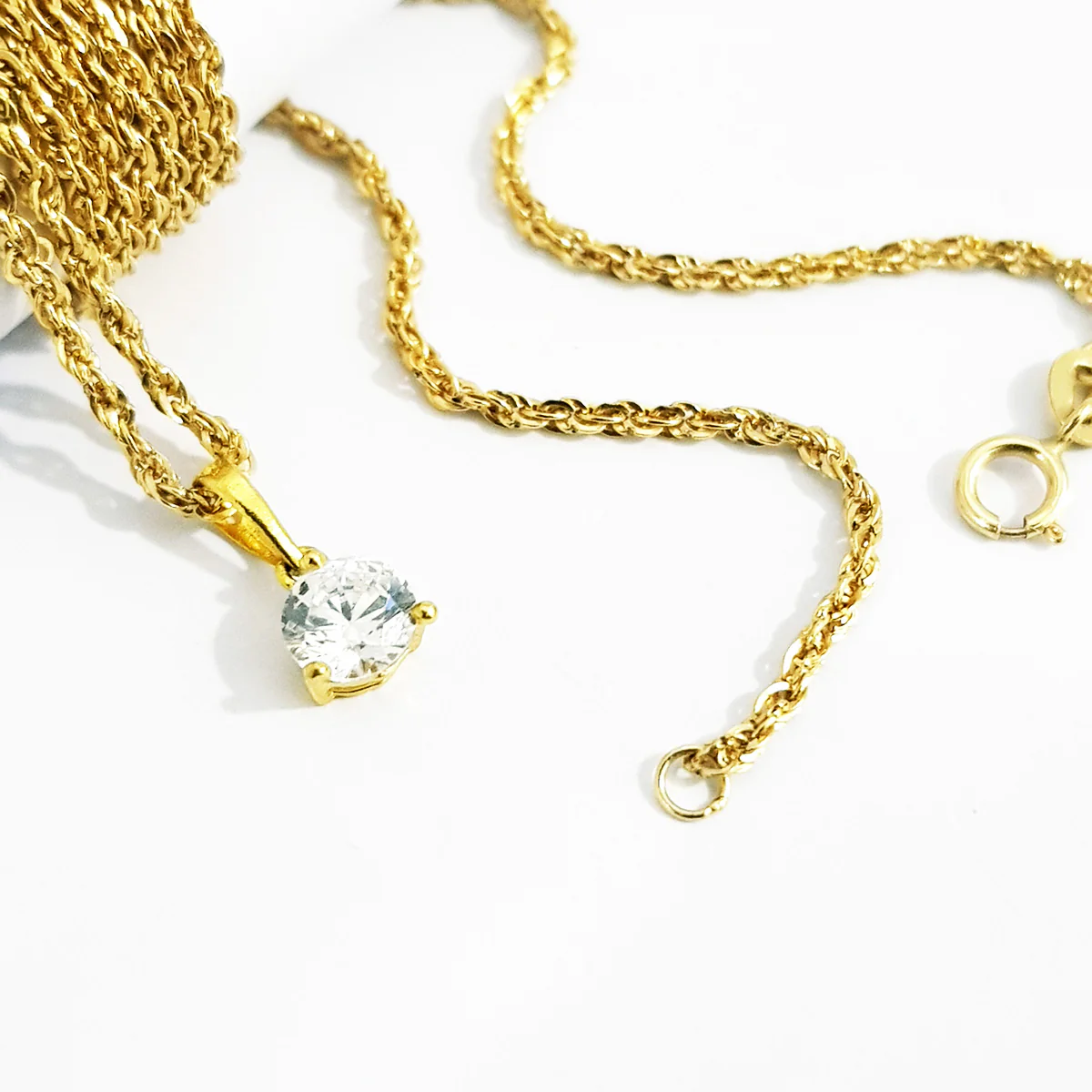 18K Pure Gold Attractive White Stone Necklace - Image 3