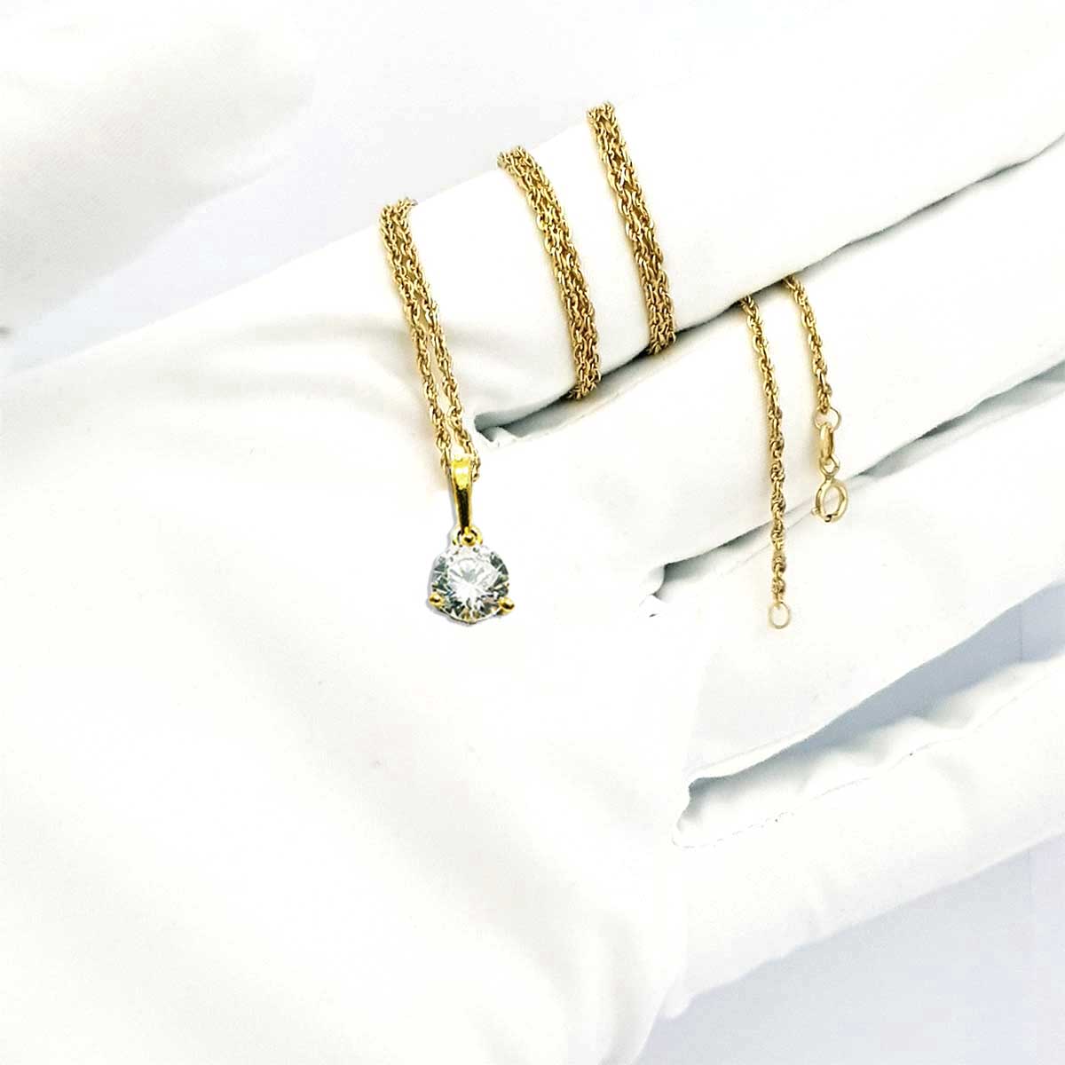 18K Pure Gold Attractive White Stone Necklace - Image 5