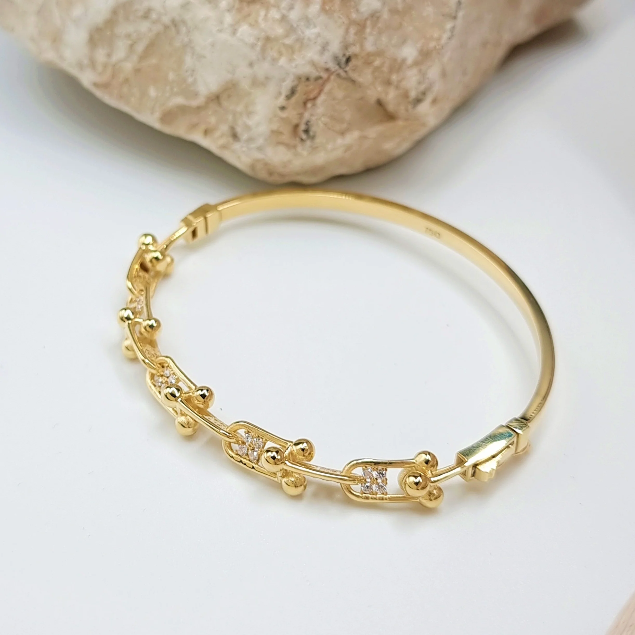 18K Pure Gold T.F Link Bangle - Image 7