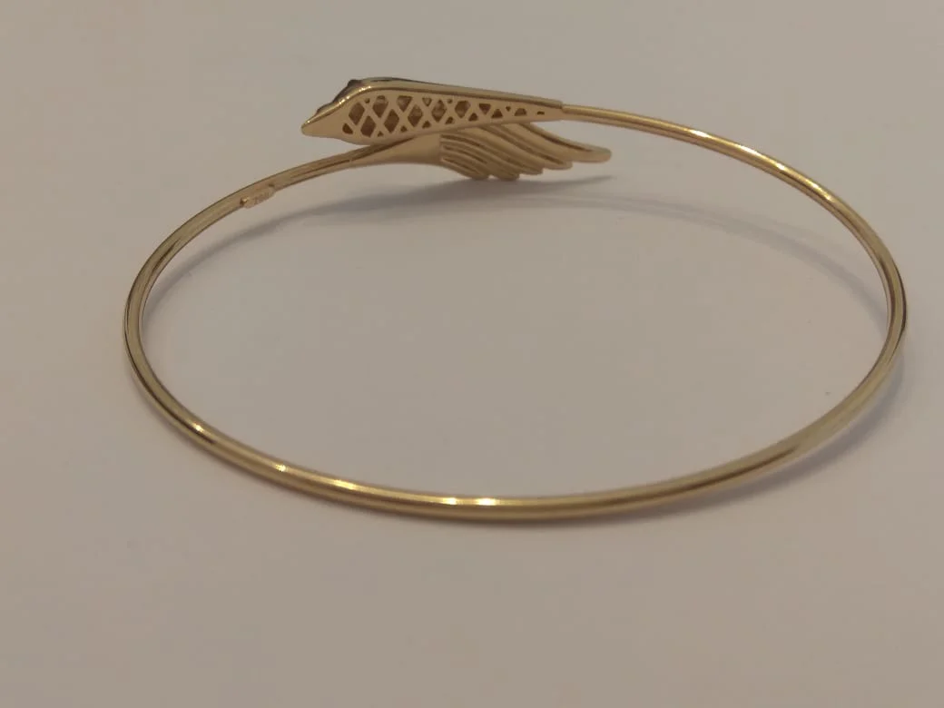 18K Pure Gold Bird Design Bangle - Image 6