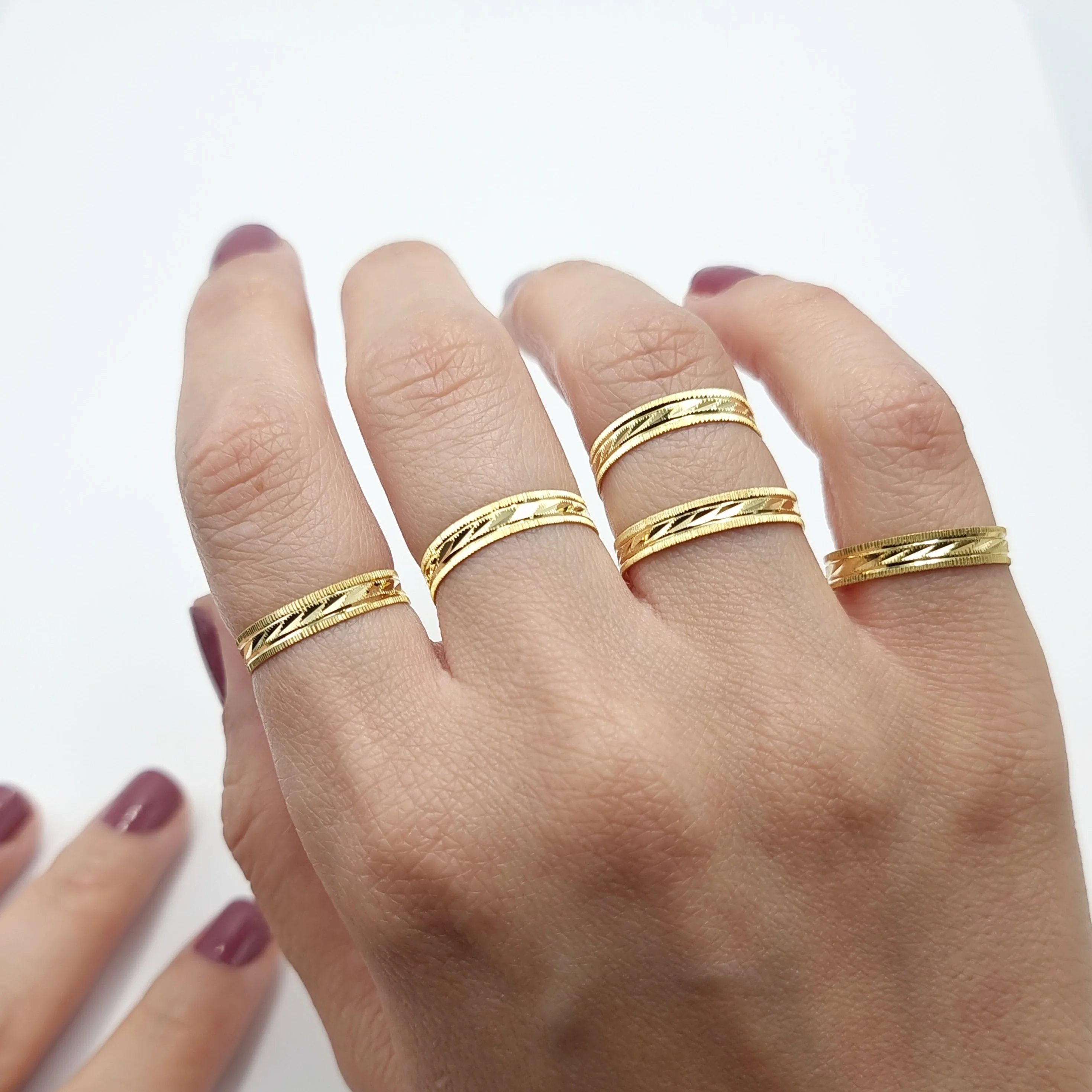 18K Pure Gold Elegant Design Couple Ring - Image 10