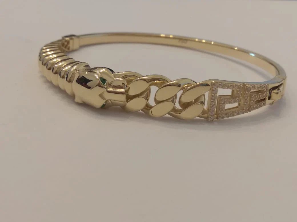 18K Pure Gold Elegant Panther Bangle - Image 3