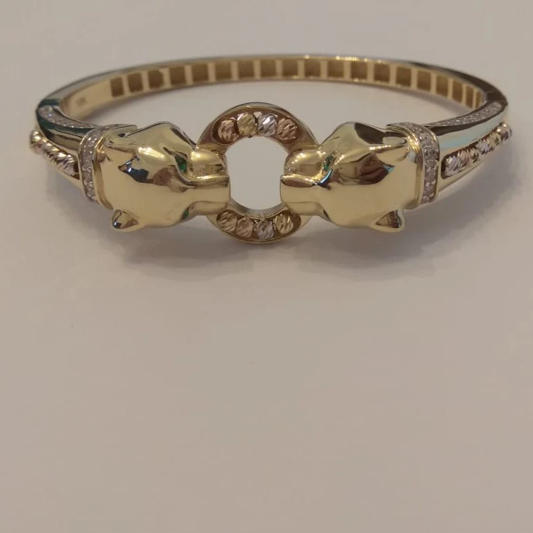 18K Pure Gold Elegant Panther Bangle - Image 4