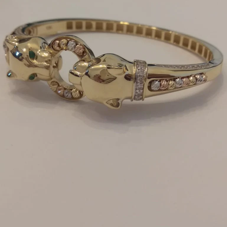 18K Pure Gold Elegant Panther Bangle - Image 5