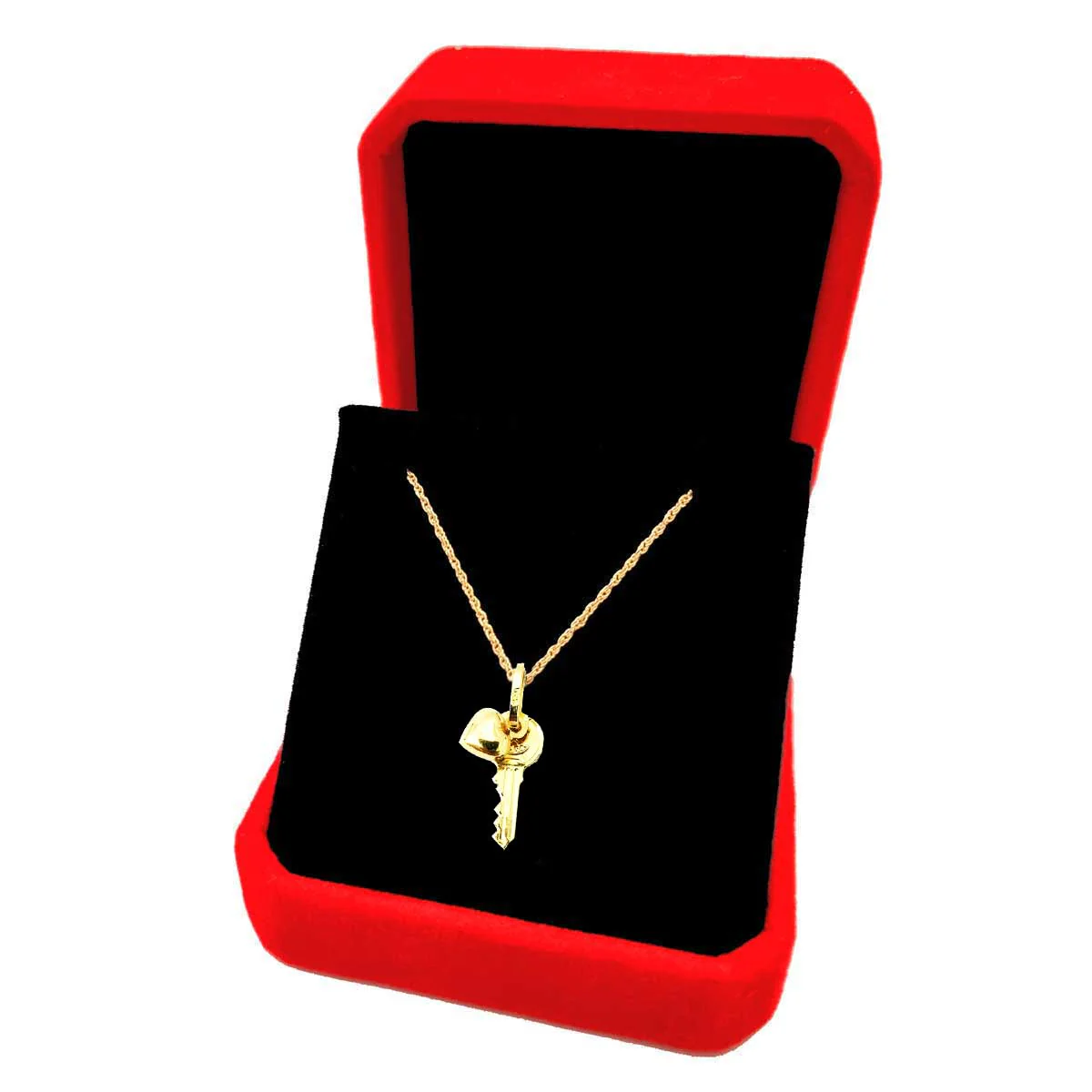 18K Pure Gold Ella Heart Key Necklace - Image 4