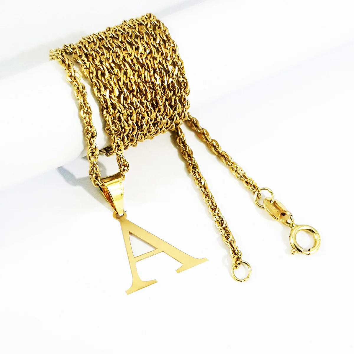 18K Pure Gold Letter A Design Necklace - Image 3