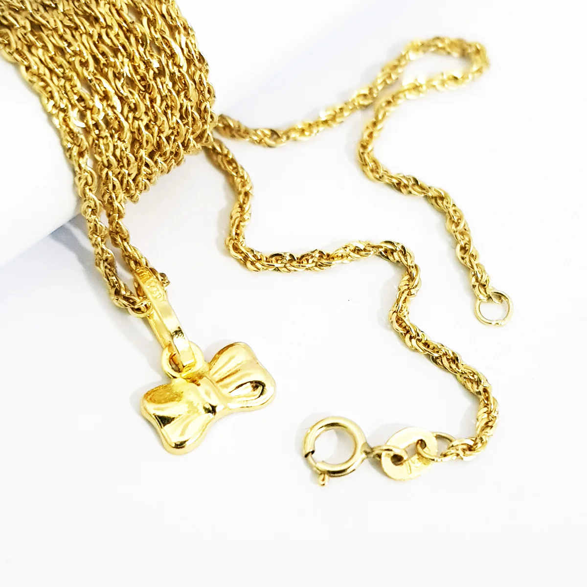 18K Pure Gold Ribbon Necklace - Image 3