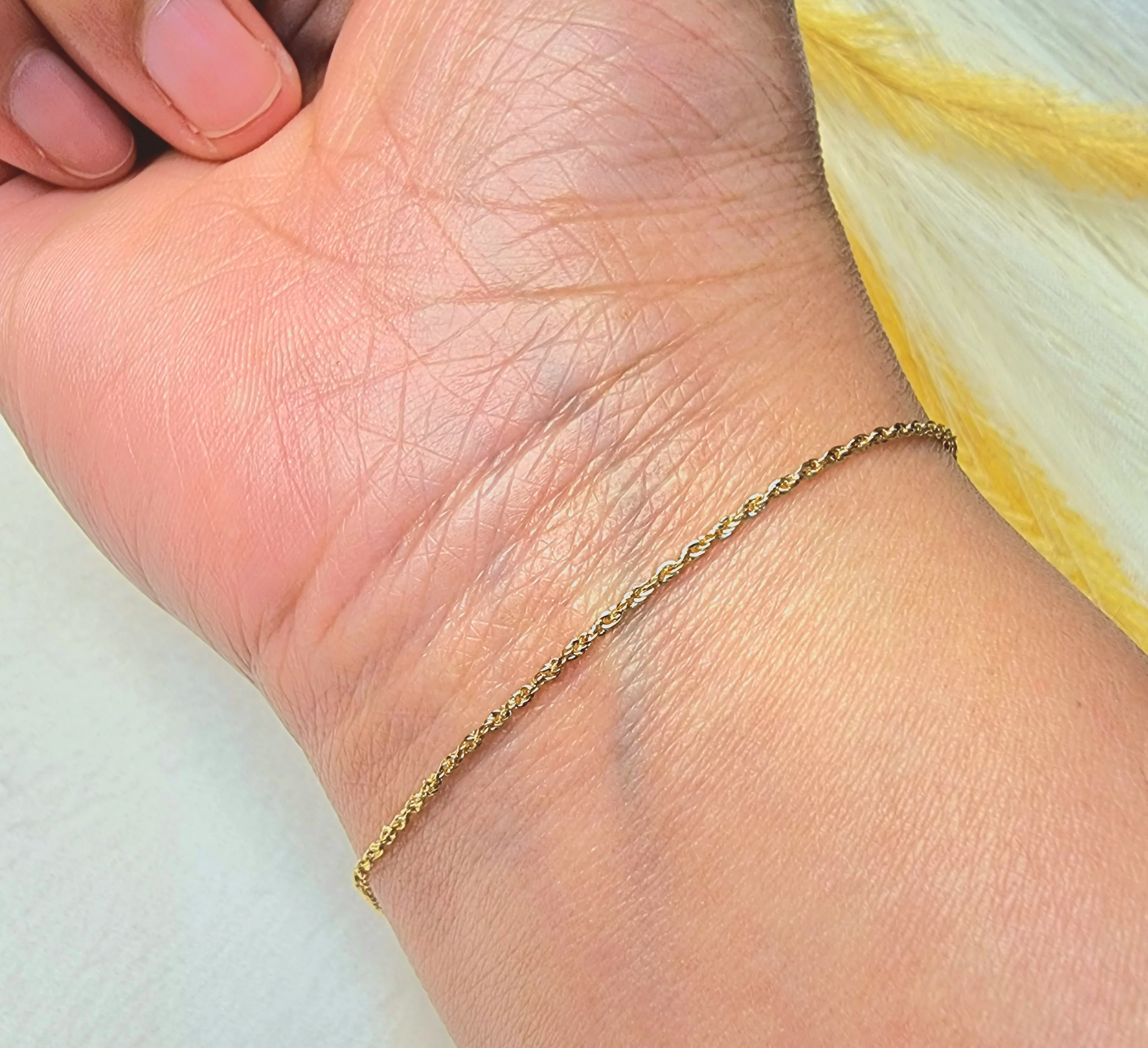 18K Pure Gold Rope Chain Bracelet - Image 4