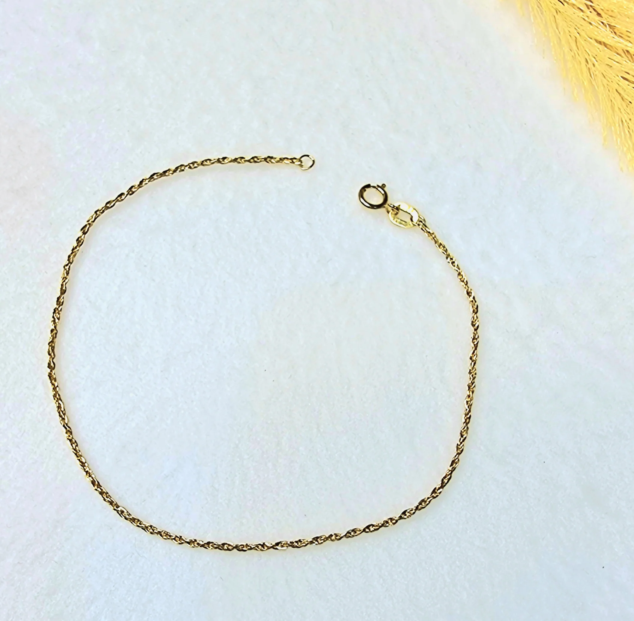 18K Pure Gold Rope Chain Bracelet - Image 6