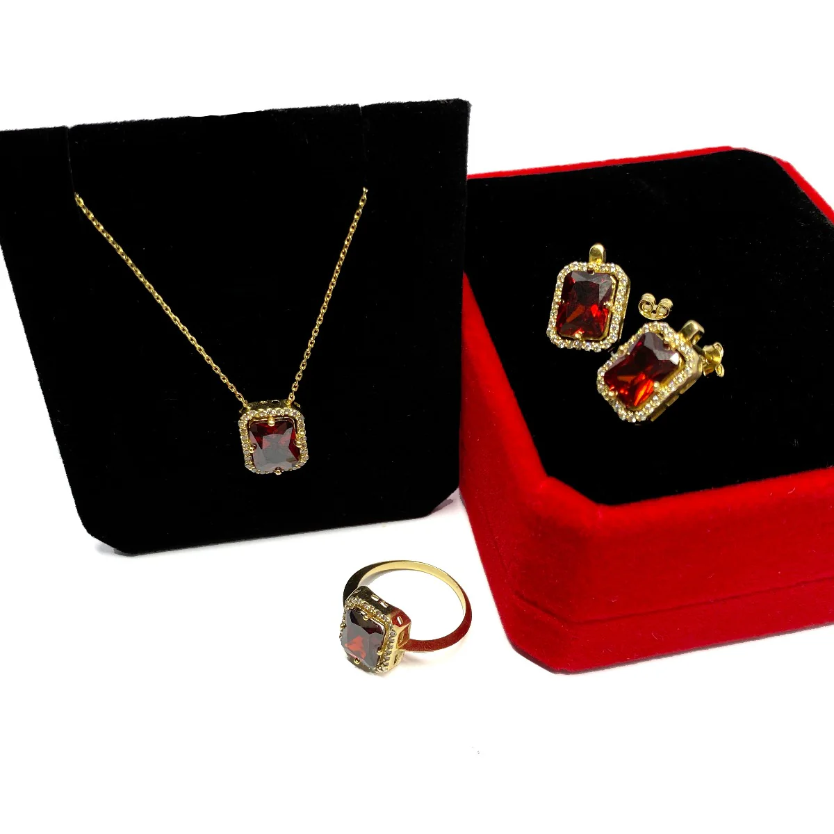 18K Pure Gold Swarski Crystals Jewelry Set - Image 3