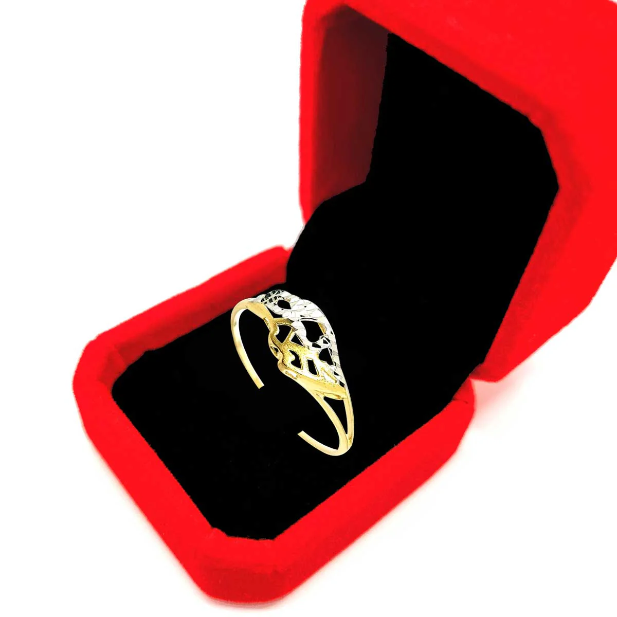 18K Pure Gold Three White Heart Ring - Image 6