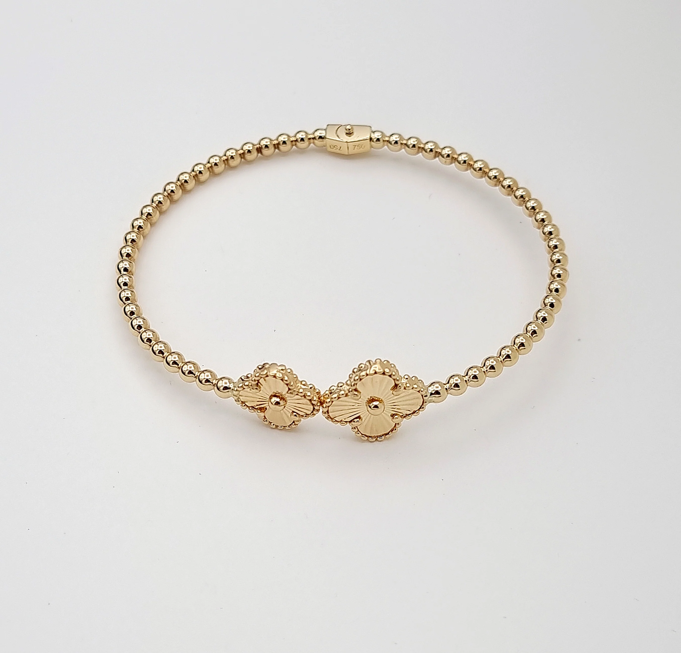 18K Pure Gold V.C Flower Seed Bangle - Image 5