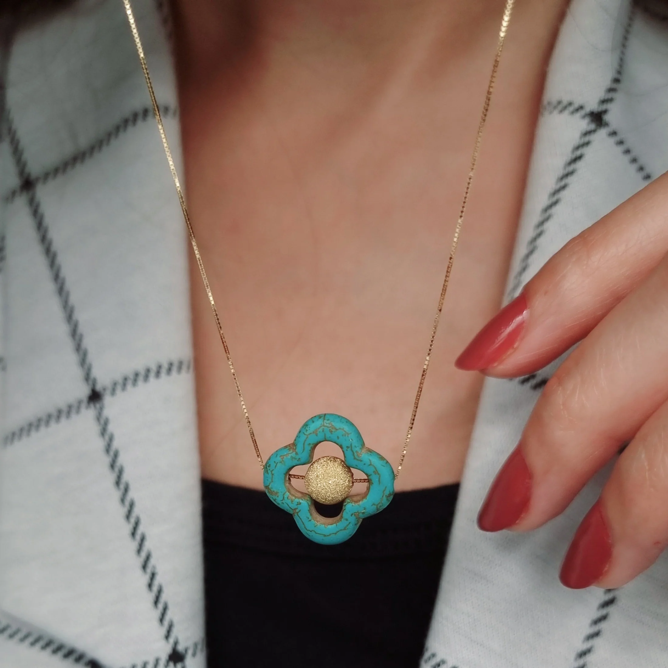 18K Pure Gold Ball Necklace - Image 3