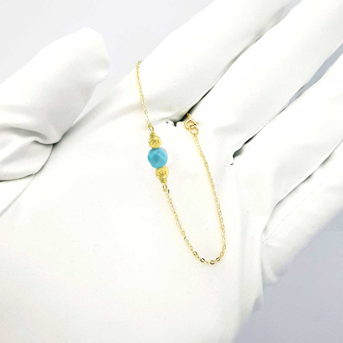 18K Pure Gold Blue Stone Bracelet - Image 5