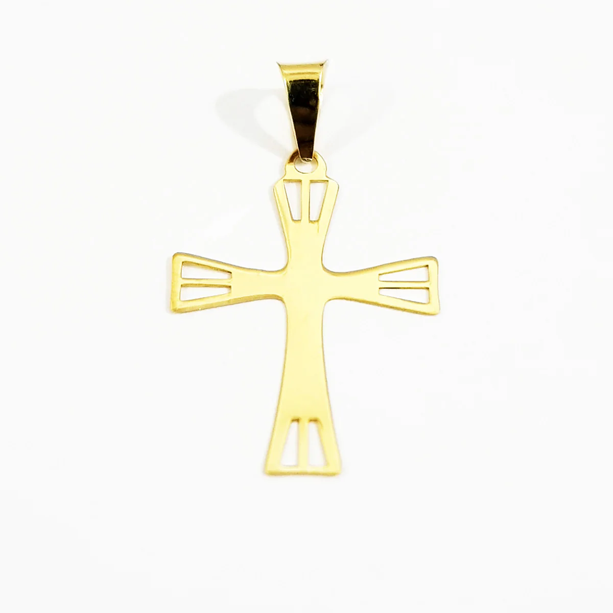 18K Pure Gold Side Line Cross Necklace - Image 3