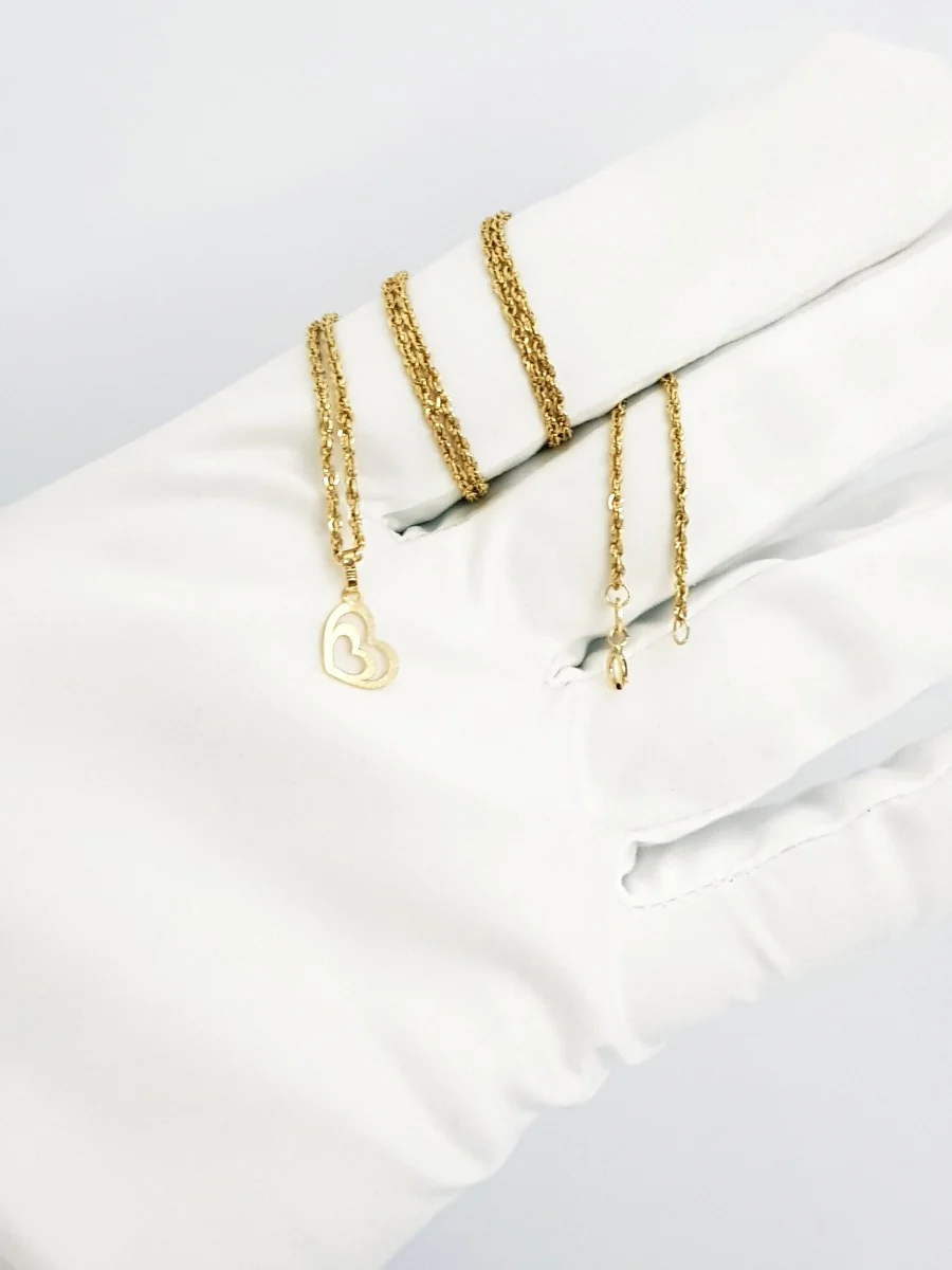 18K Pure Gold Double Heart Necklace - Image 4