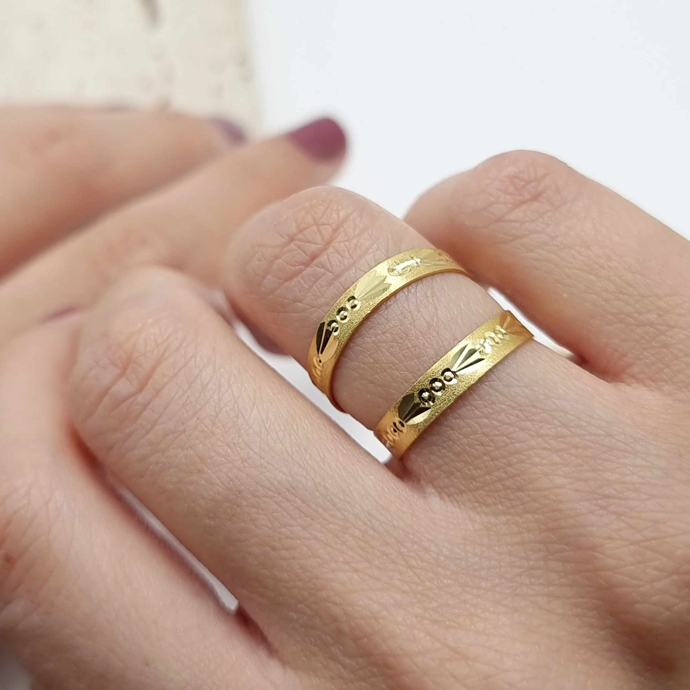 18K Pure Gold Elegant Design Couple Ring - Image 6