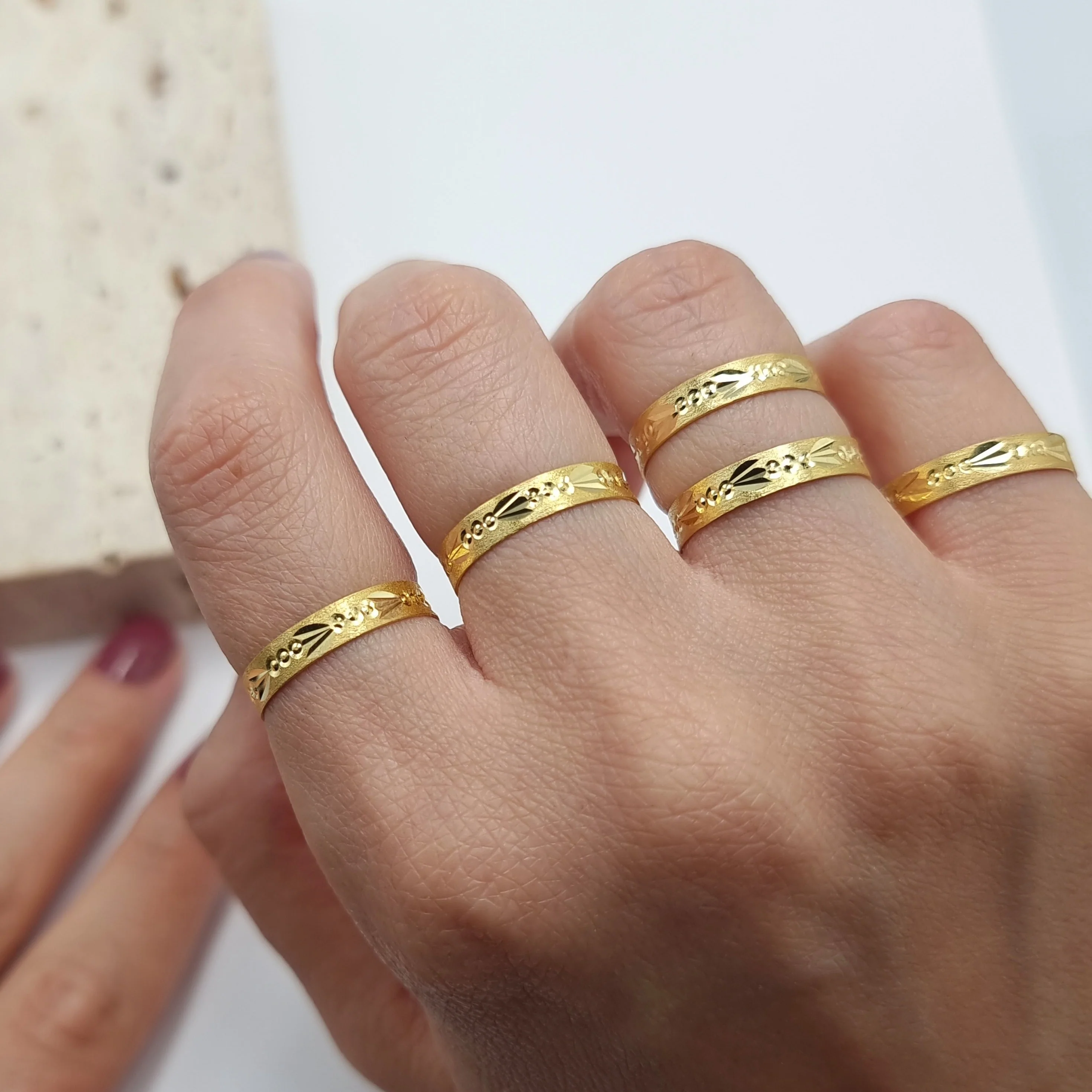 18K Pure Gold Elegant Design Couple Ring - Image 8