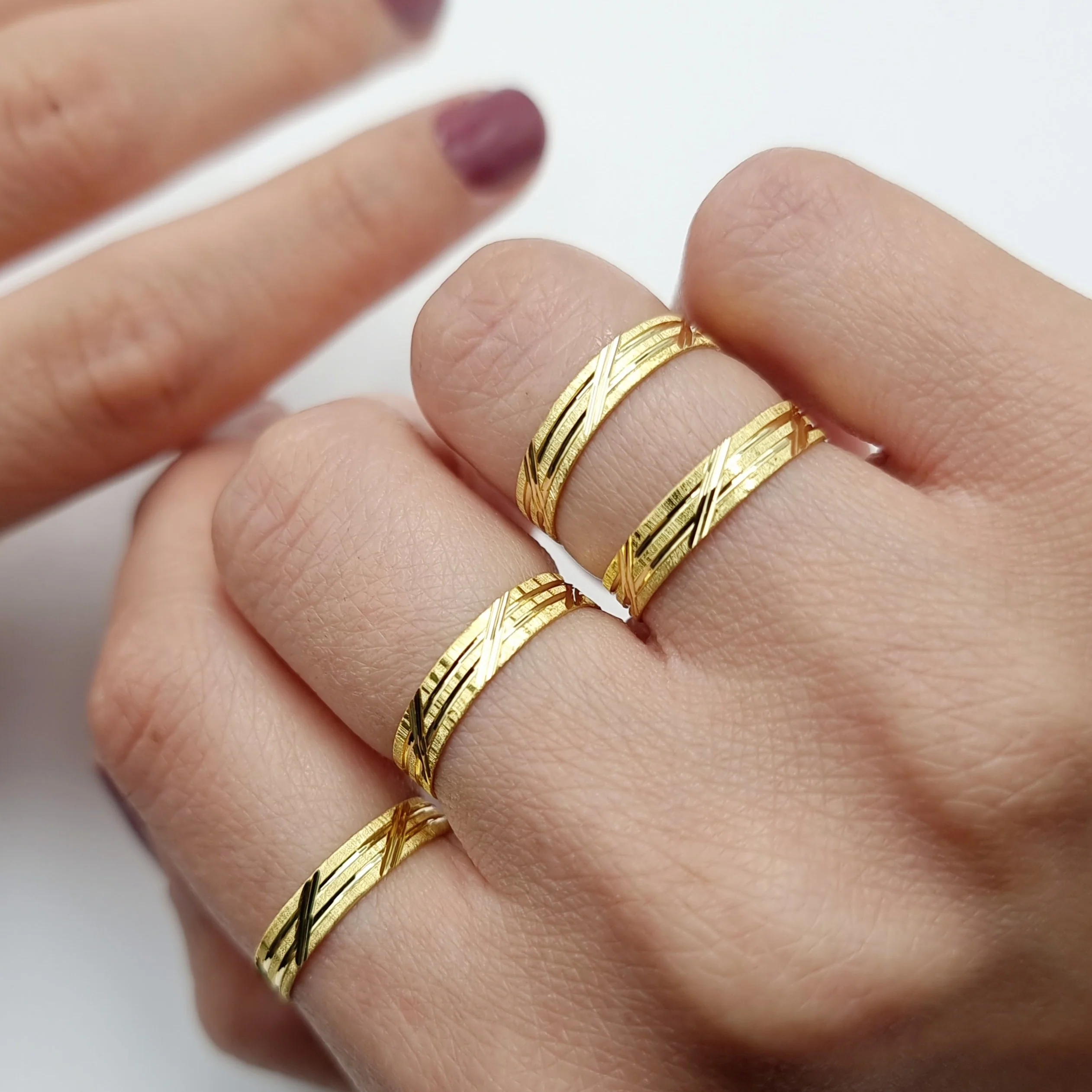 18K Pure Gold Elegant Design Couple Ring - Image 4