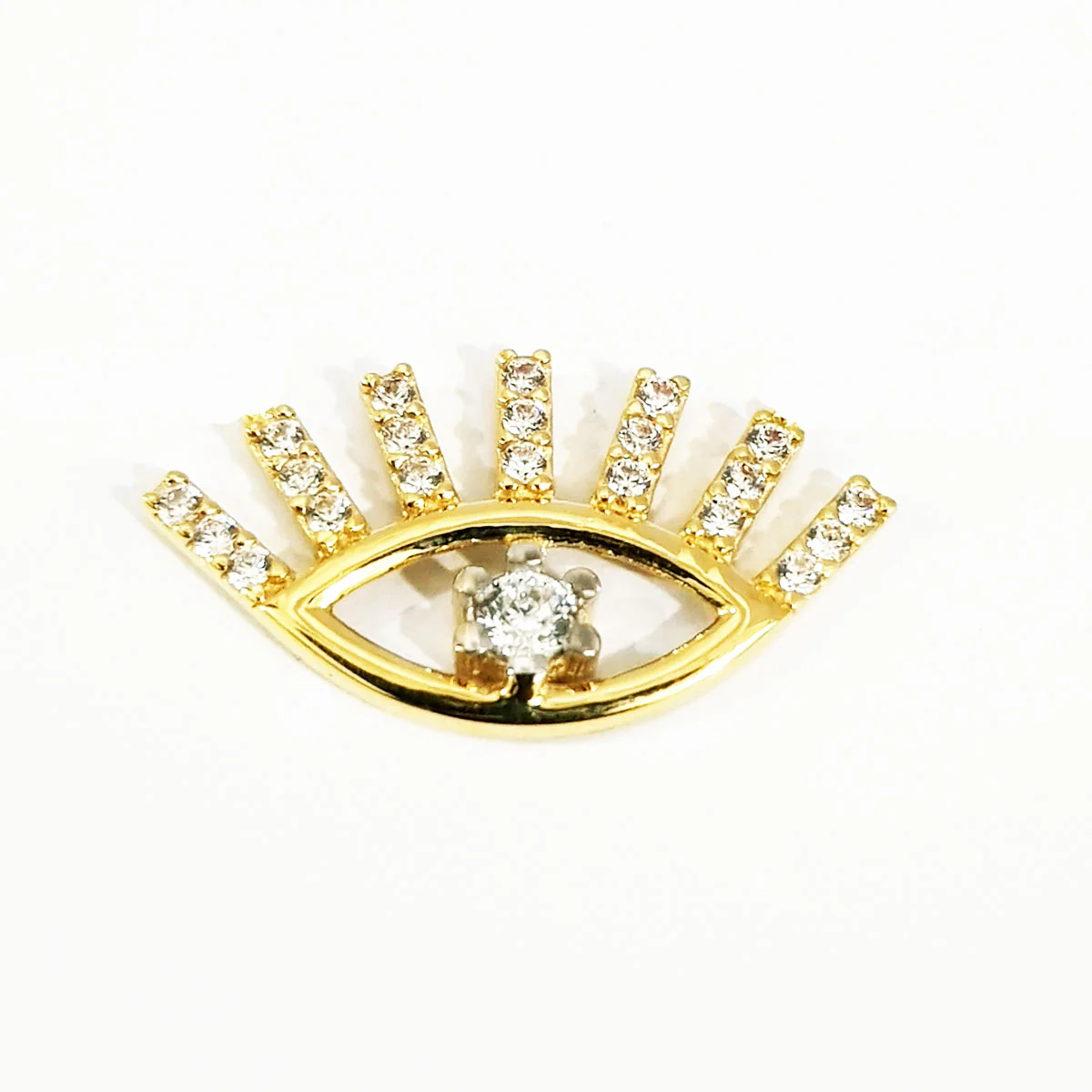 18K Pure Gold Eye Design w/ Zircon Stone Necklace - Image 5