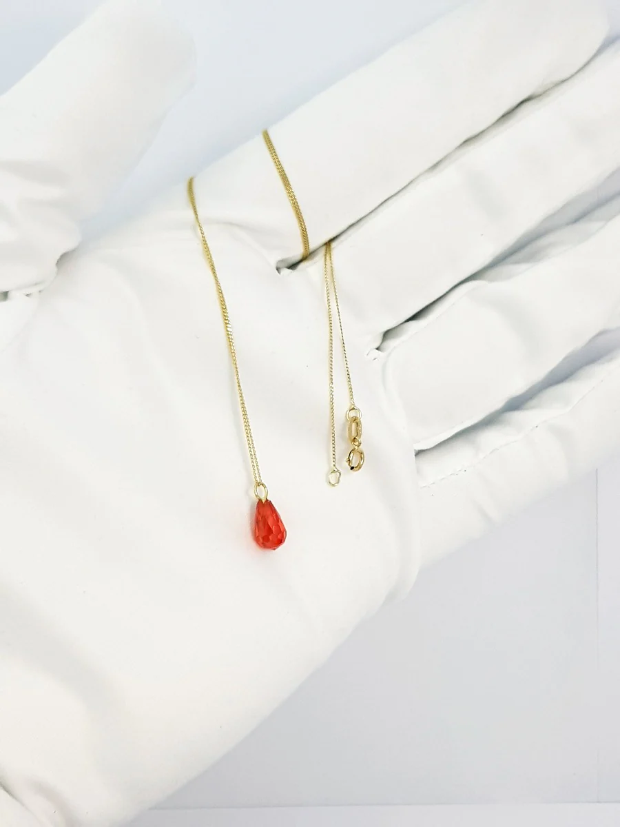 18K Pure Gold Garnet Stone Necklace - Image 4