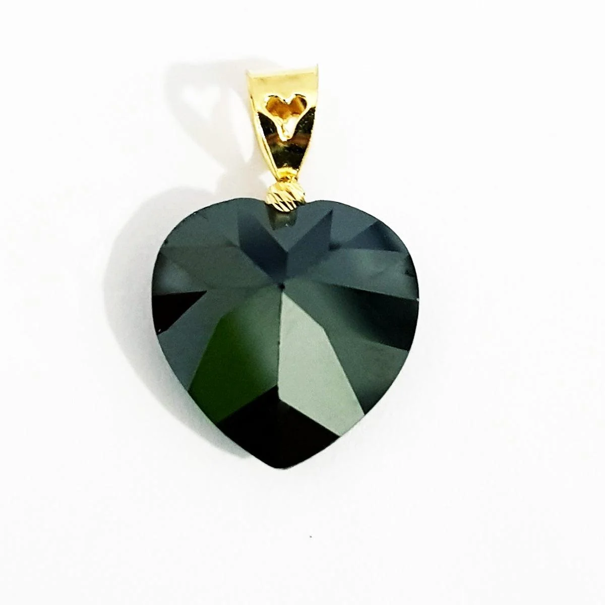 18K Pure Gold Heart Gem Necklace - Image 4