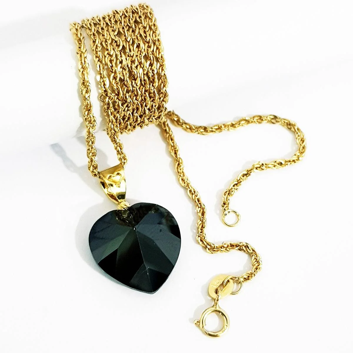 18K Pure Gold Heart Gem Necklace - Image 5