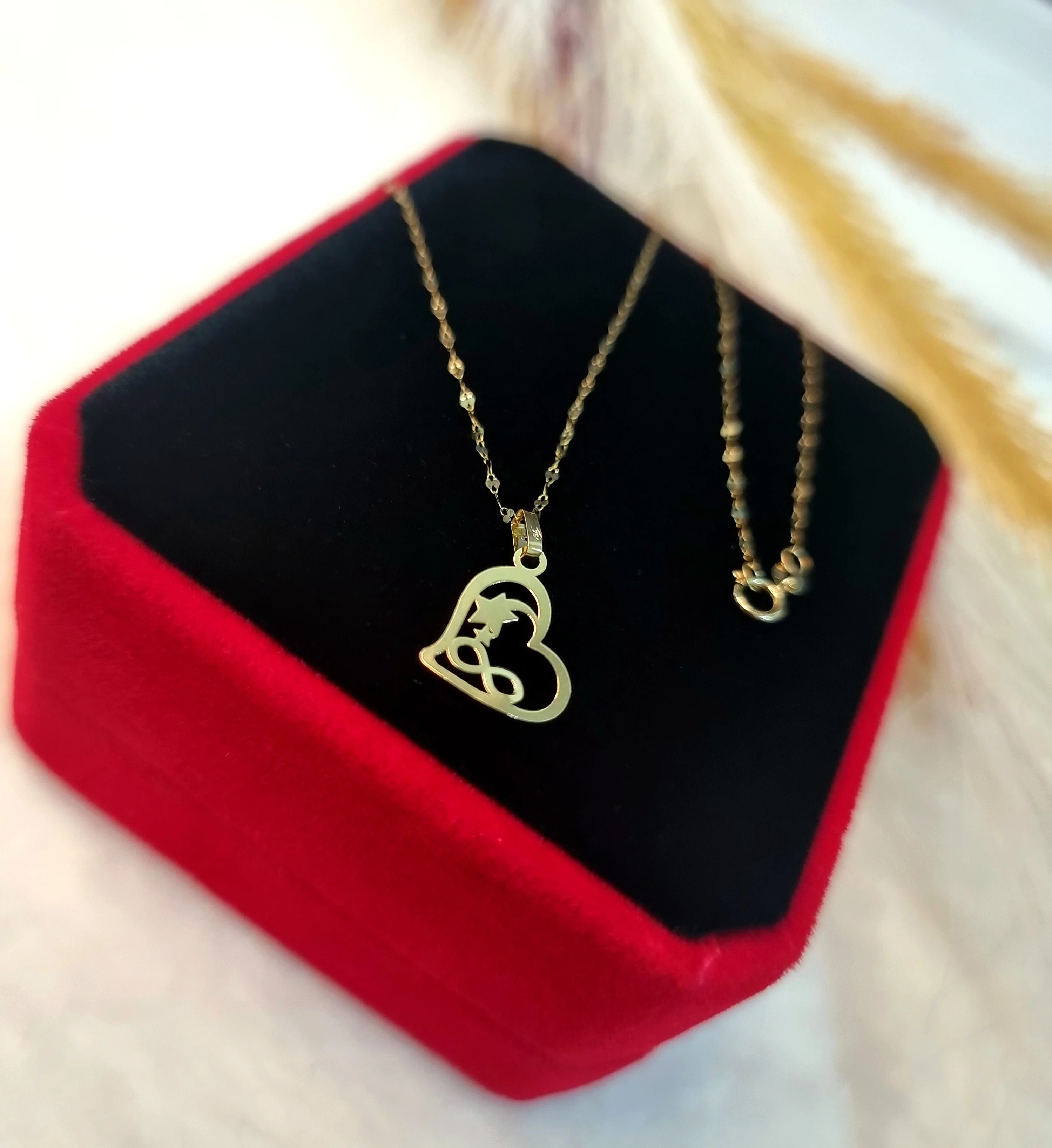 18K Pure Gold Heart Star Infinity Necklace - Image 5