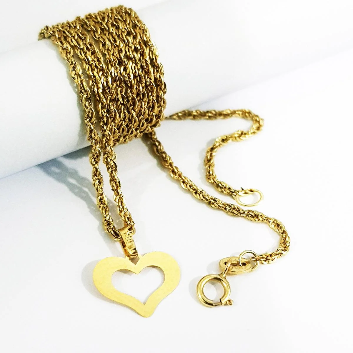 18K Pure Gold Heart Necklace - Image 5