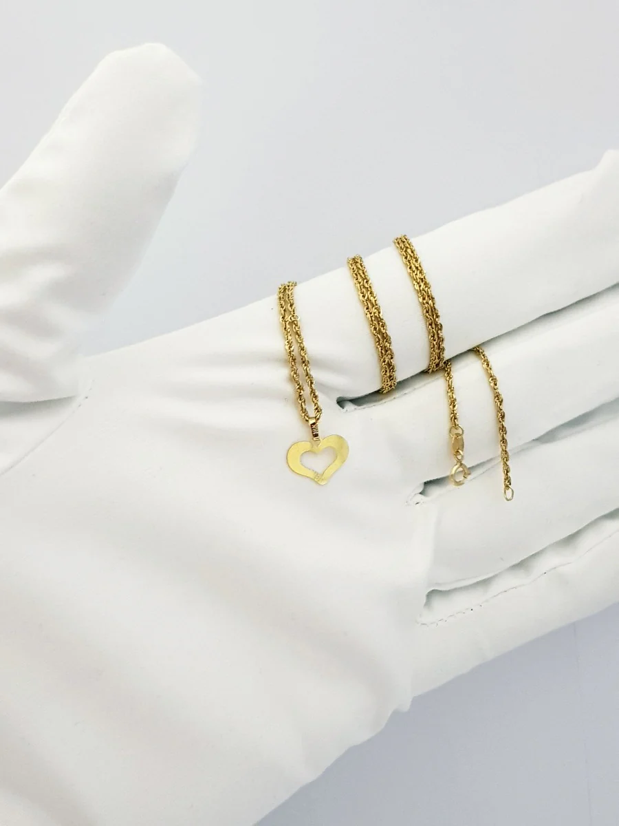 18K Pure Gold Heart Necklace - Image 6