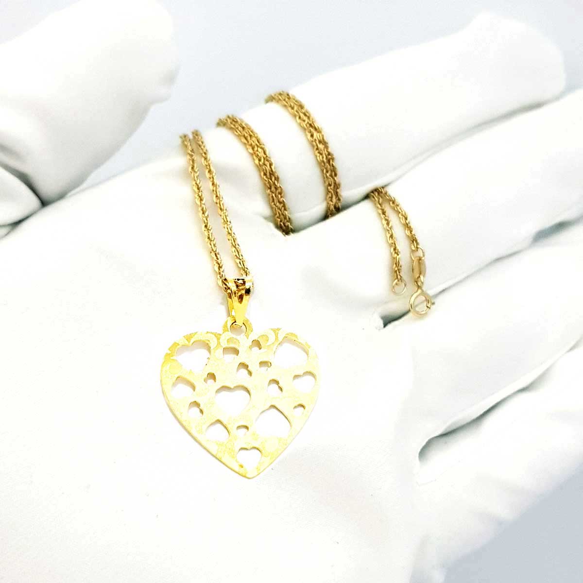 18K Pure Gold Heart Necklace - Image 4