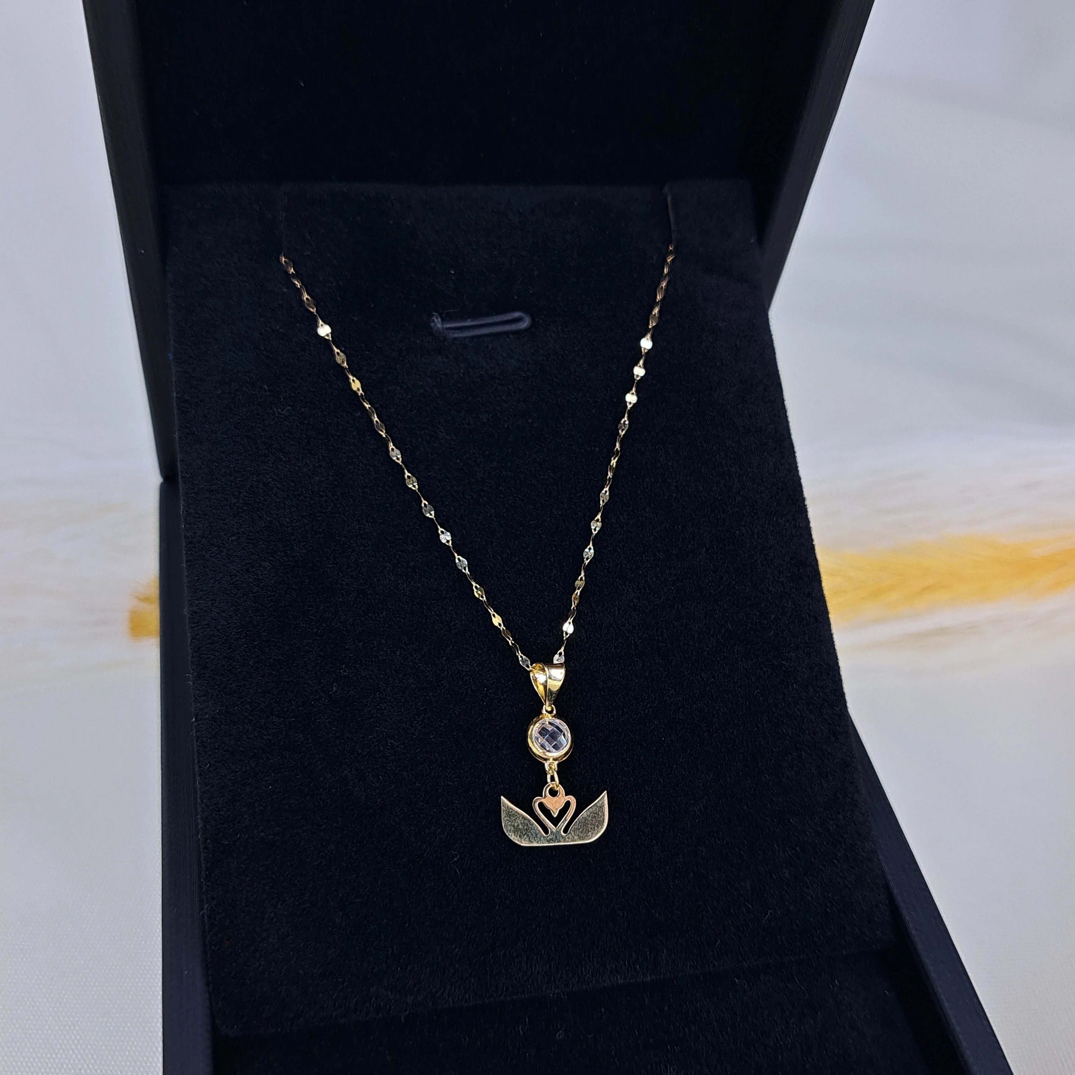 18K Pure Gold Heart Stone Necklace - Image 4