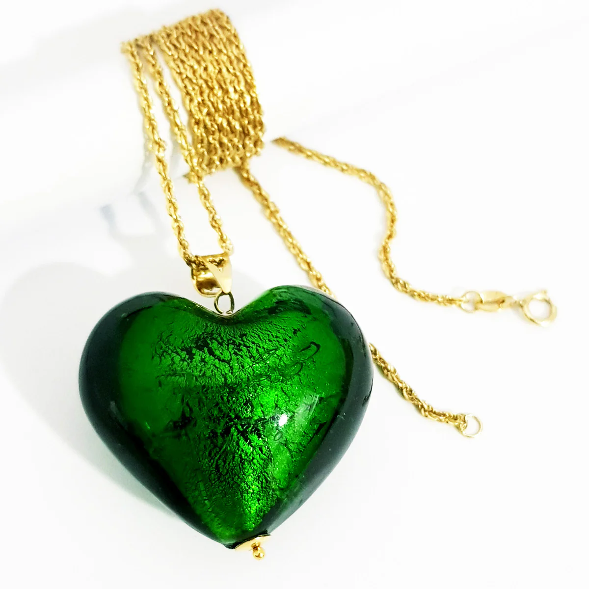 18K Pure Gold Heart Stone Necklace - Image 3