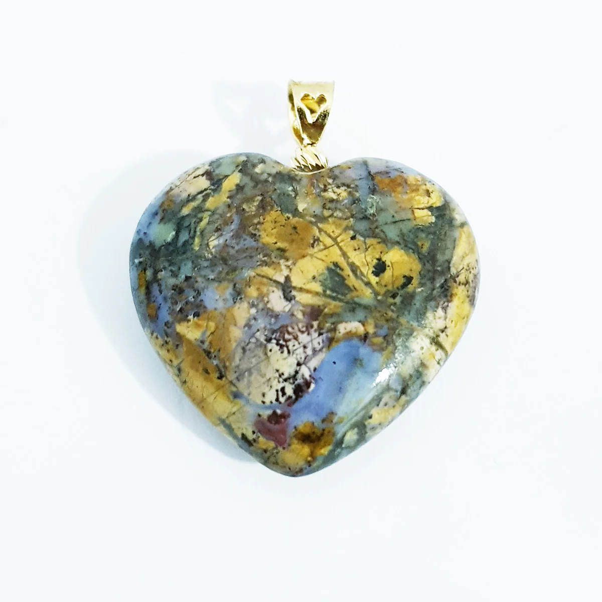 18K Pure Gold Heart Stone Necklace - Image 4