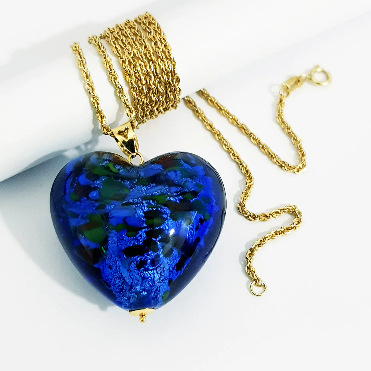 18K Pure Gold Heart Stone Necklace - Image 3