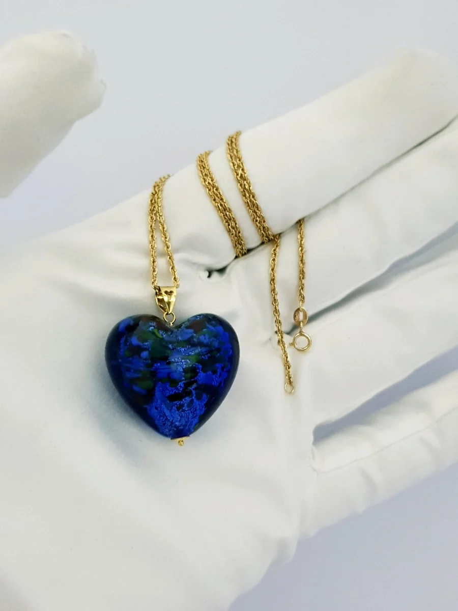 18K Pure Gold Heart Stone Necklace - Image 4