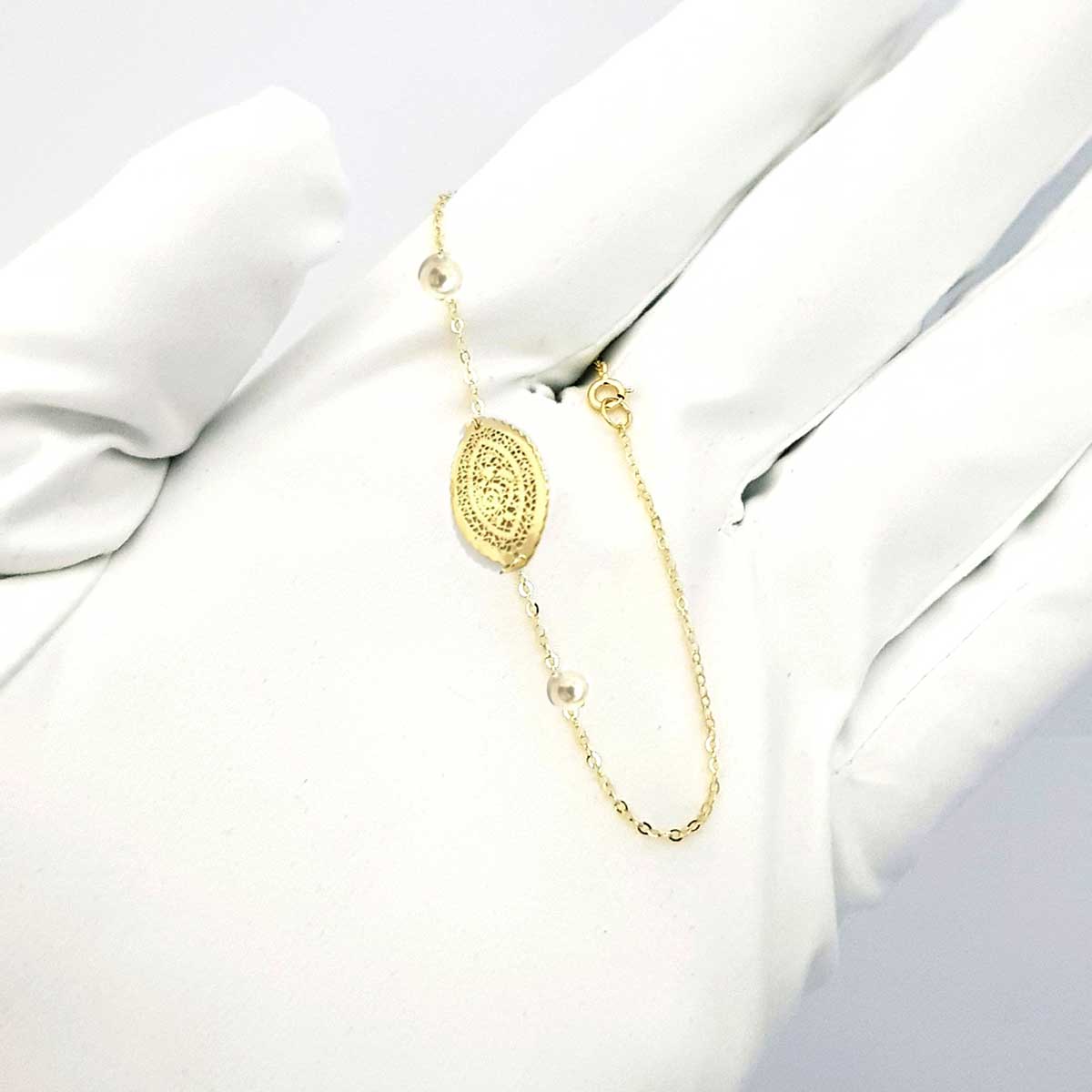 18K Pure Gold Round Design Bracelet - Image 6
