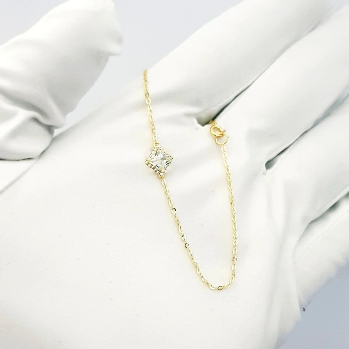 18K Pure Gold Crystal Stone Bracelet - Image 5