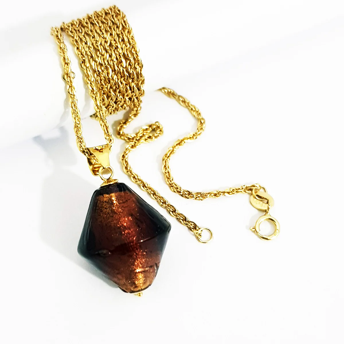 18K Pure Gold Stone Necklace - Image 4