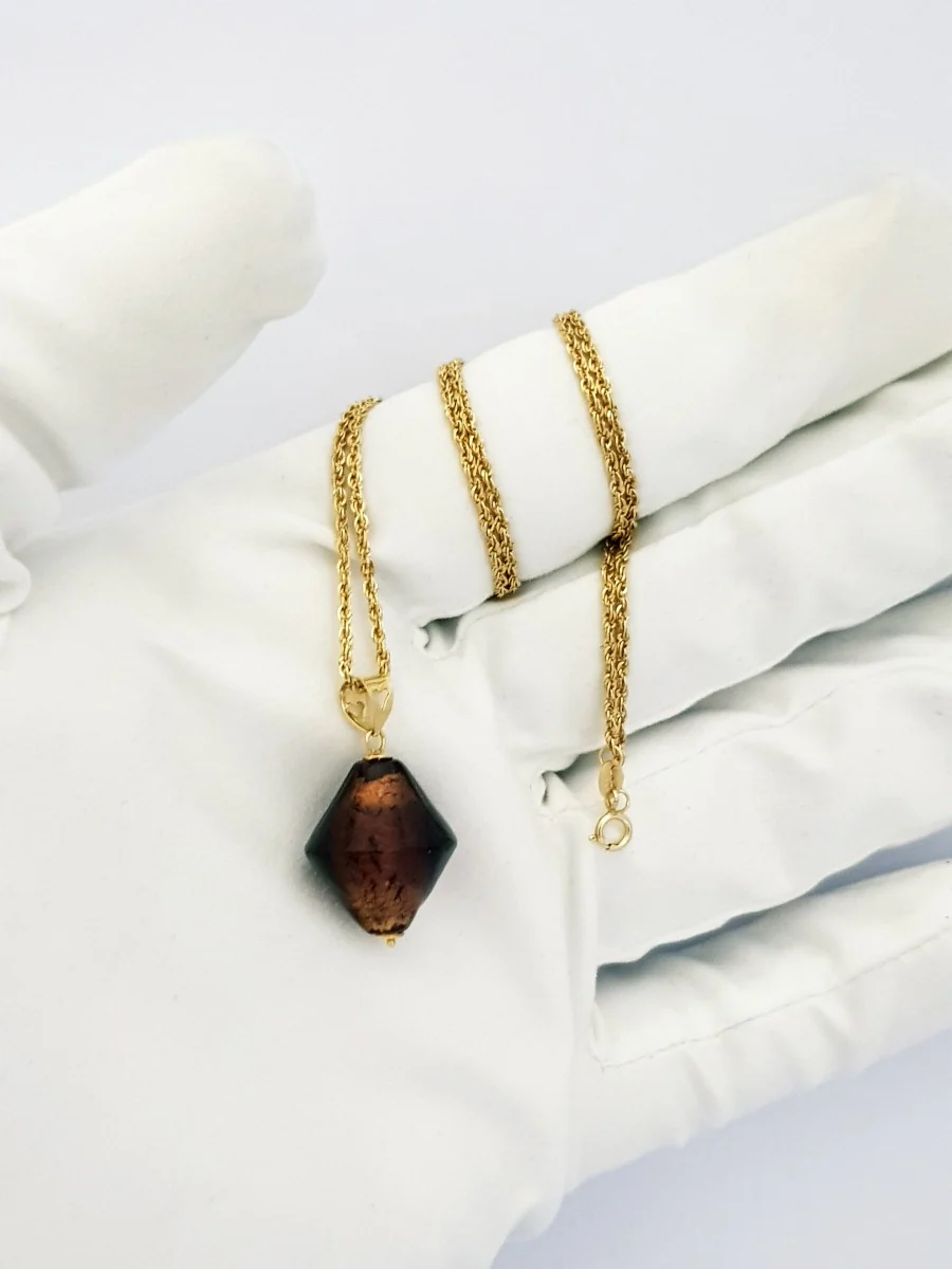 18K Pure Gold Stone Necklace - Image 5