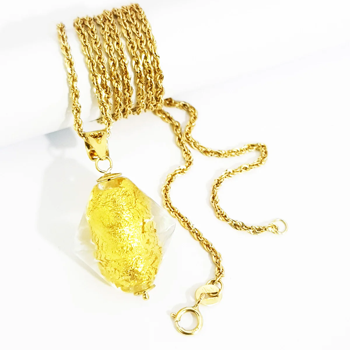 18K Pure Gold Stone Necklace - Image 3