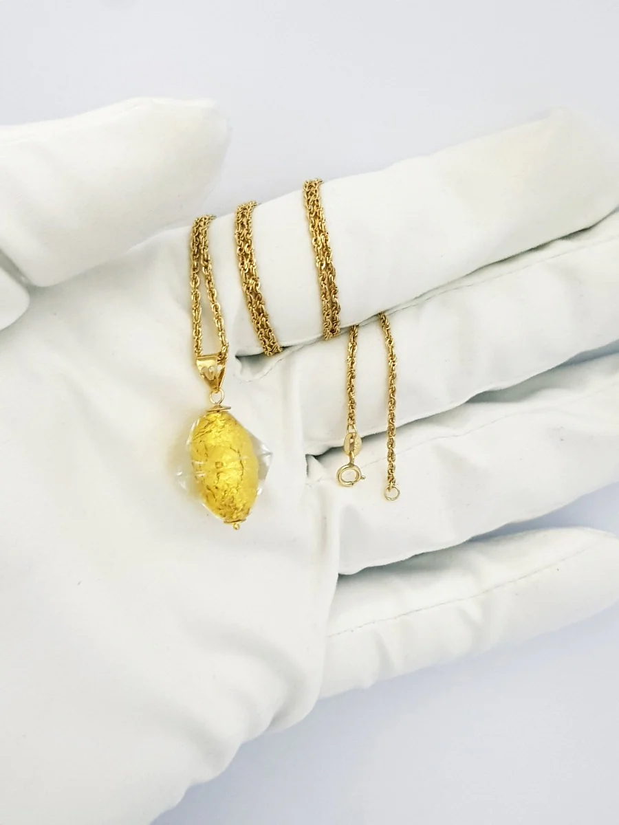18K Pure Gold Stone Necklace - Image 4