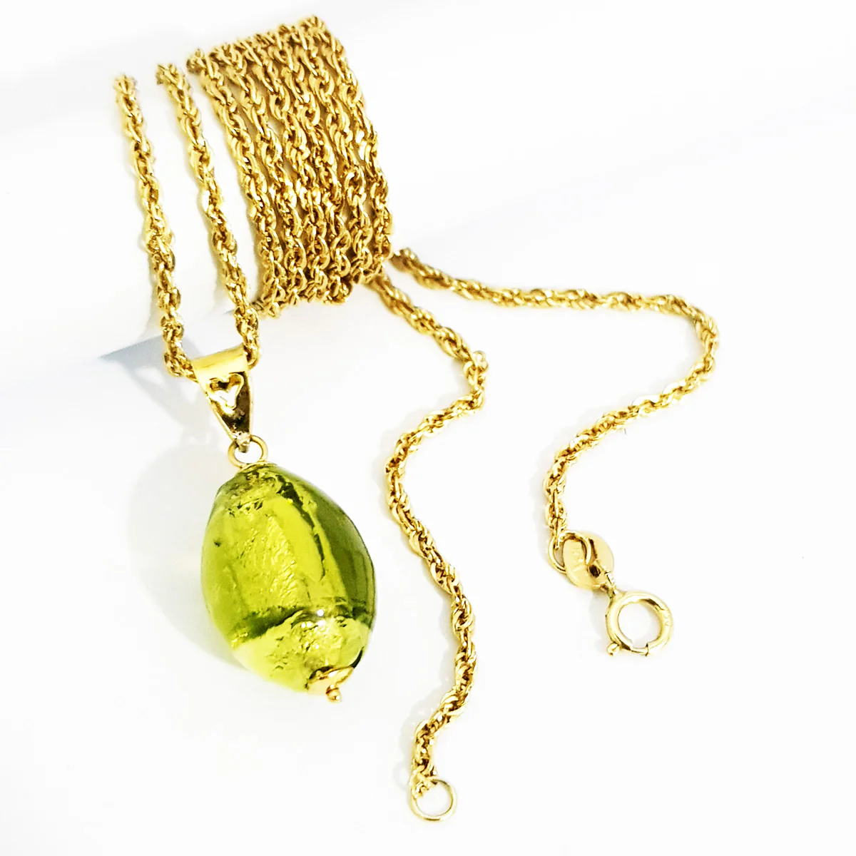 18K Pure Gold Yellow Stone Necklace - Image 3