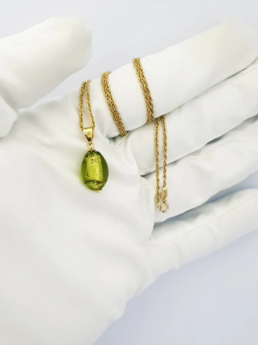 18K Pure Gold Yellow Stone Necklace - Image 4
