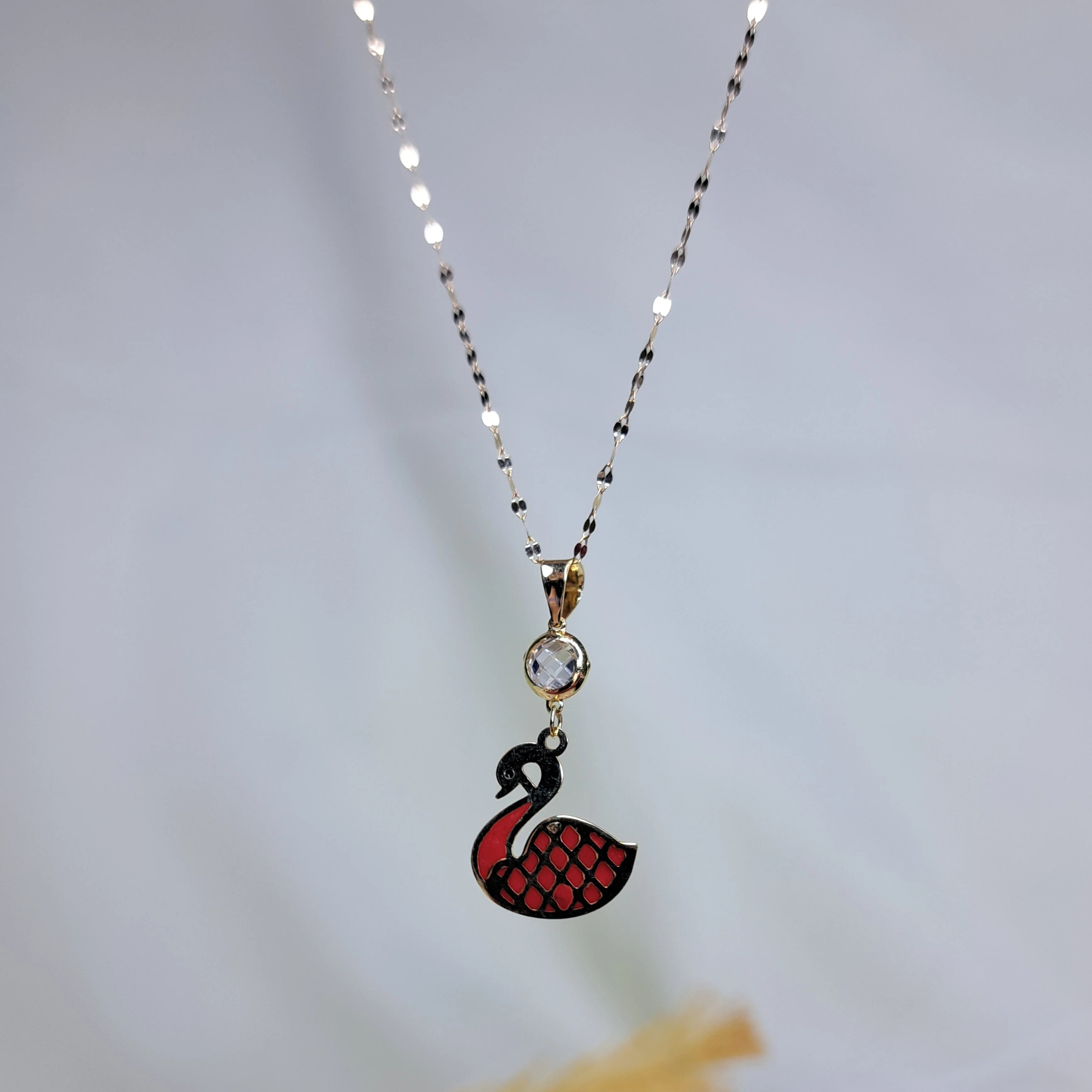 18K Pure Gold Swan Necklace - Image 5