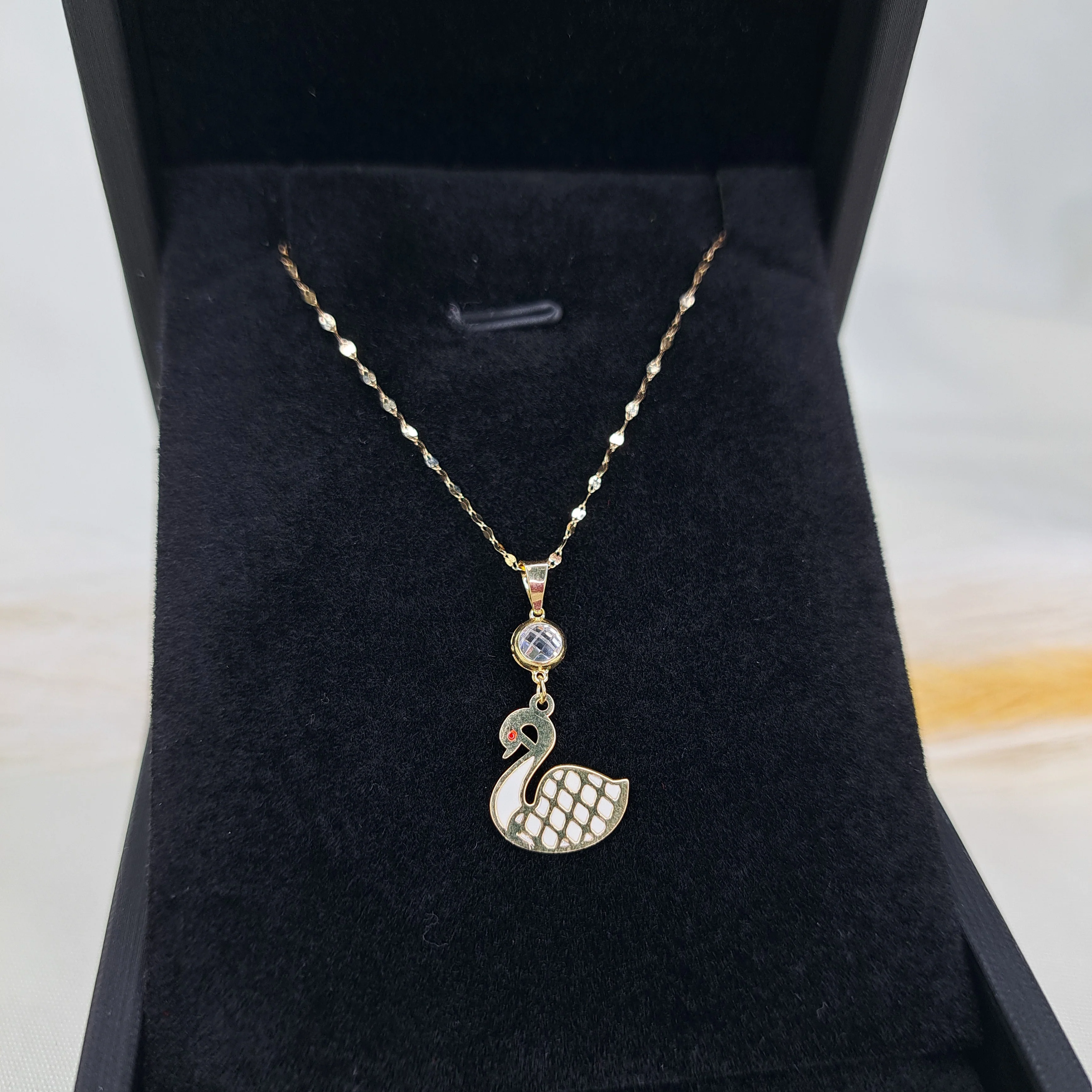 18K Pure Gold Swan Necklace - Image 4