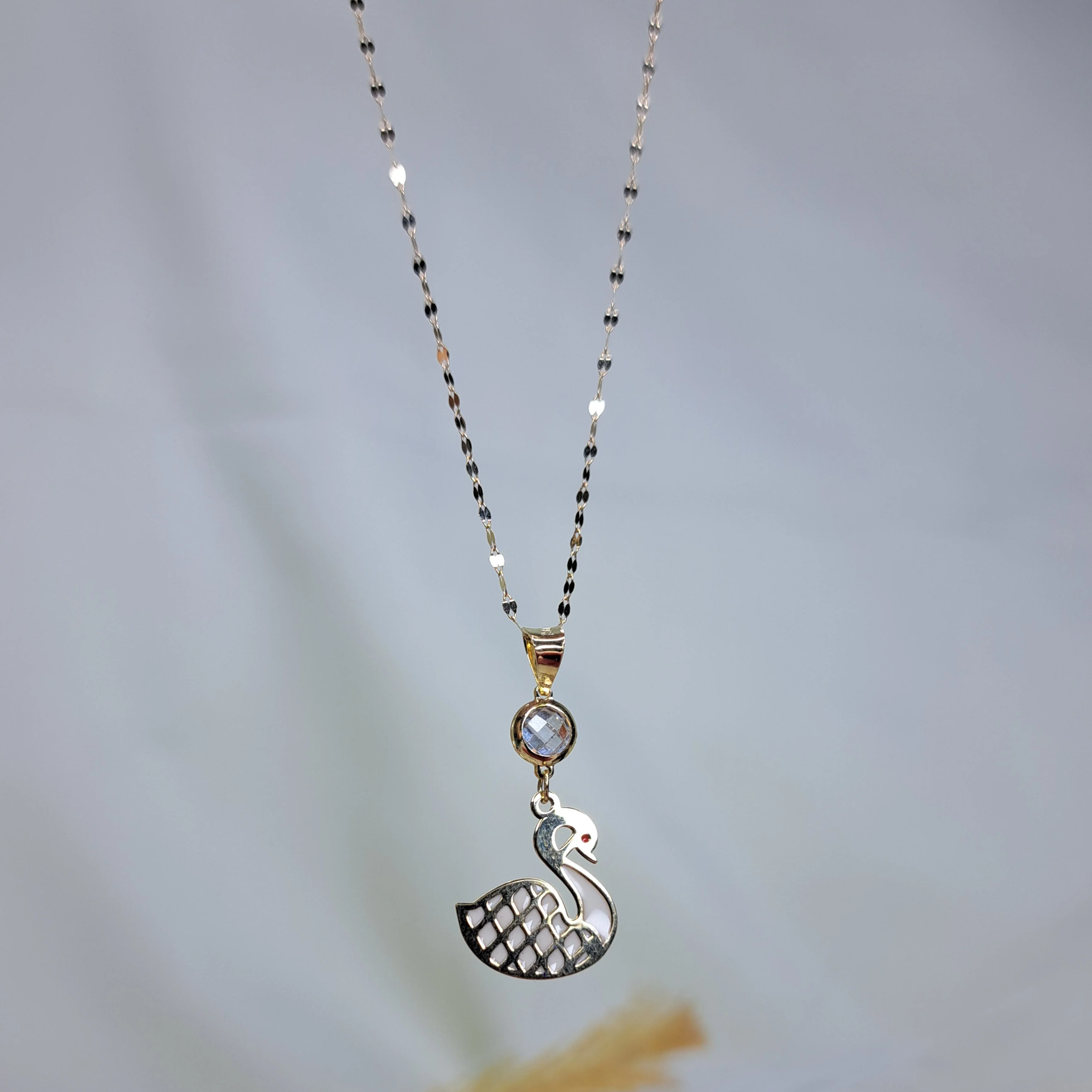 18K Pure Gold Swan Necklace - Image 5