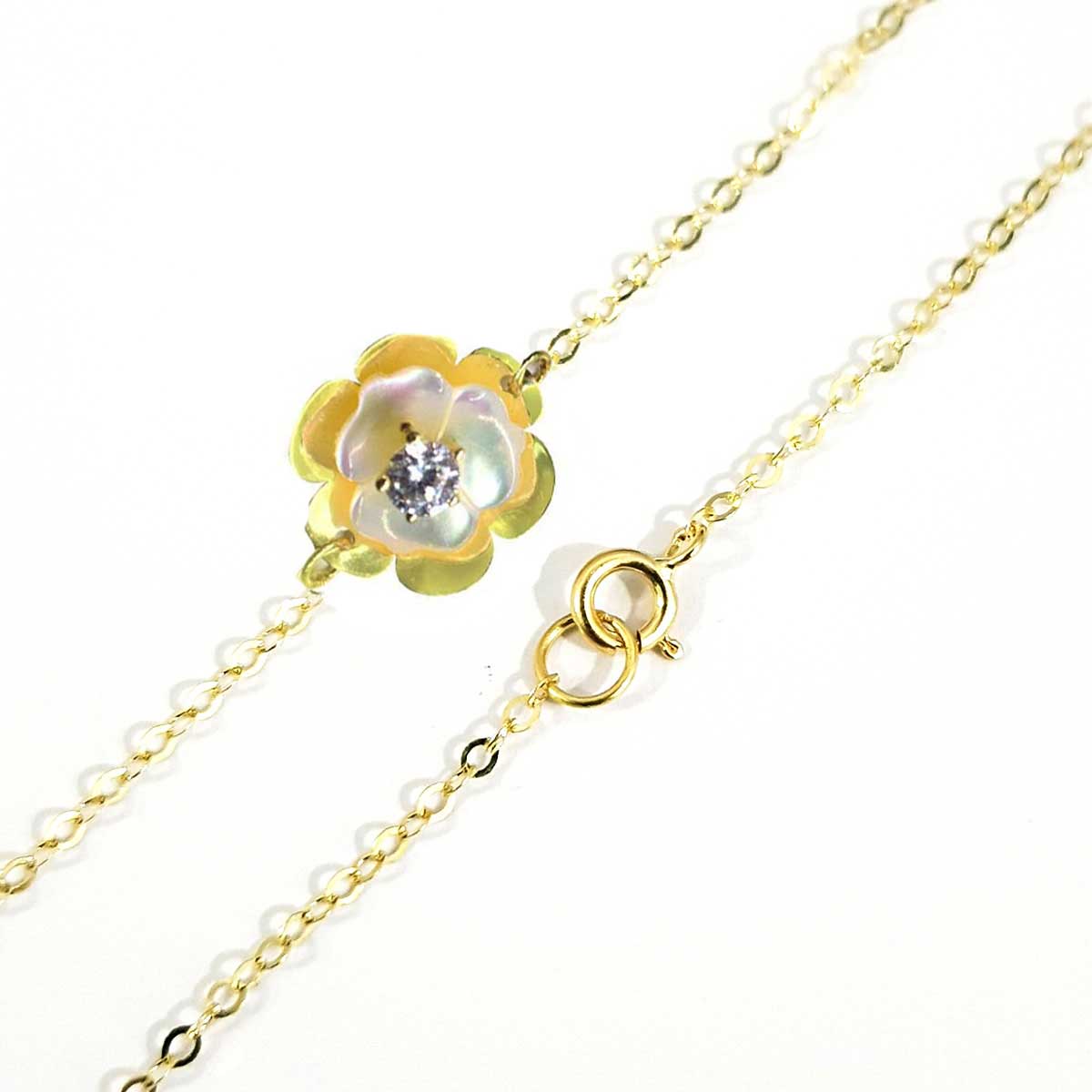 18K Pure Gold Milky White Swarski Bracelet - Image 4