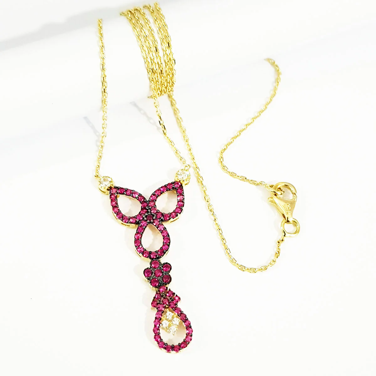 18K Pure Gold Swarski Necklace - Image 5