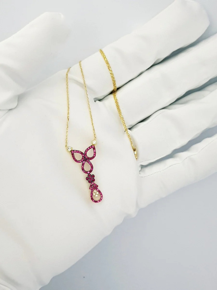 18K Pure Gold Swarski Necklace - Image 6